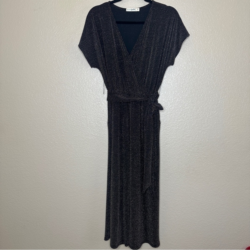 Live to Be Spoiled Glittery Pantsuit Palazzo Wide leg Cropped